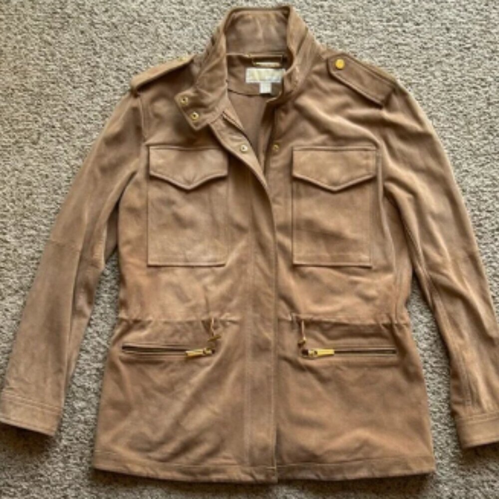 *Luxury* Michael Michael Kors Women’s Tan Light Brown Suede Jacket Coat M